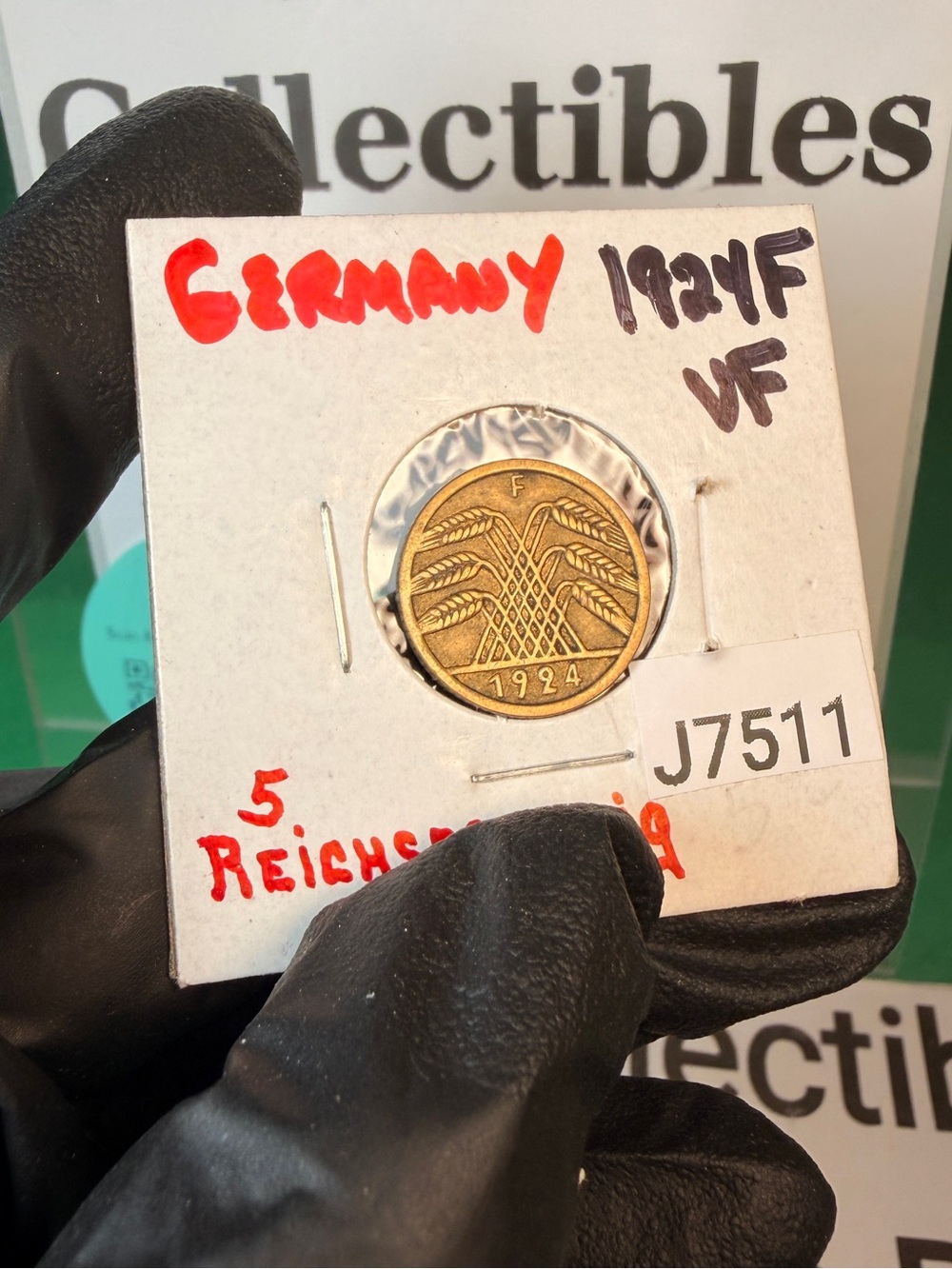 1924 Germany Weimar Republic 5 Reichspfennig (KM# 39) - Beautiful Dark Patina